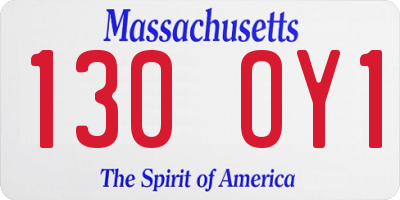 MA license plate 130OY1