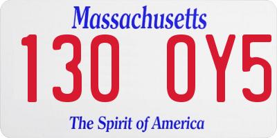 MA license plate 130OY5
