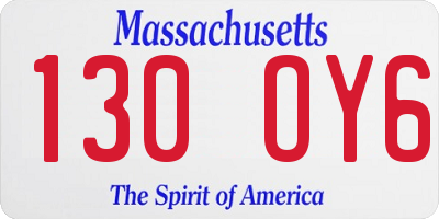 MA license plate 130OY6