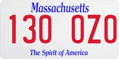 MA license plate 130OZ0