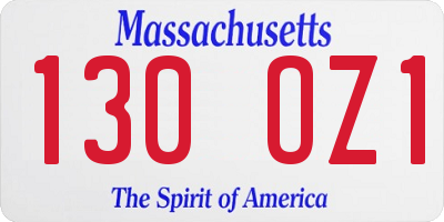 MA license plate 130OZ1