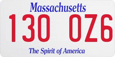 MA license plate 130OZ6
