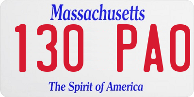 MA license plate 130PA0