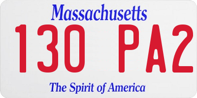 MA license plate 130PA2