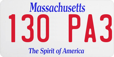 MA license plate 130PA3