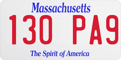 MA license plate 130PA9