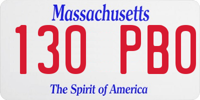 MA license plate 130PB0