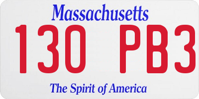 MA license plate 130PB3