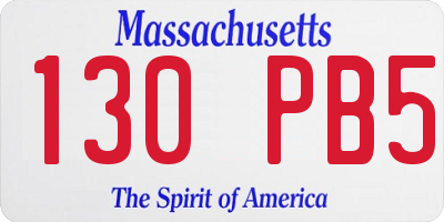 MA license plate 130PB5