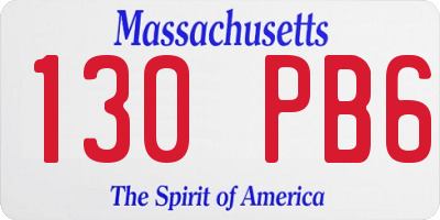 MA license plate 130PB6