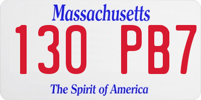 MA license plate 130PB7