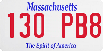 MA license plate 130PB8