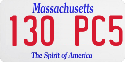 MA license plate 130PC5