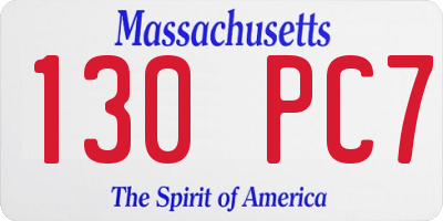 MA license plate 130PC7