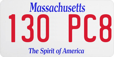 MA license plate 130PC8
