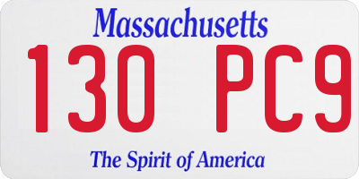 MA license plate 130PC9