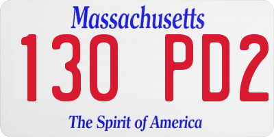 MA license plate 130PD2