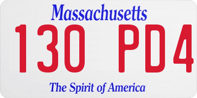 MA license plate 130PD4