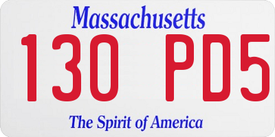 MA license plate 130PD5