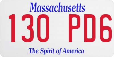 MA license plate 130PD6