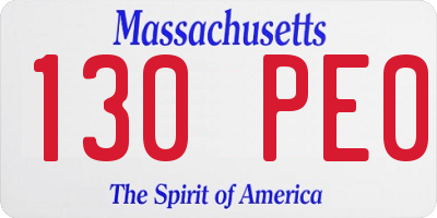 MA license plate 130PE0
