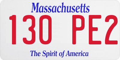 MA license plate 130PE2