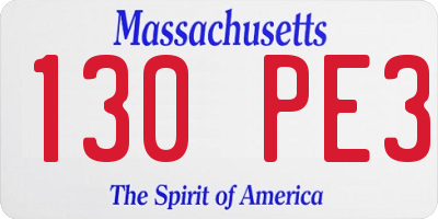 MA license plate 130PE3