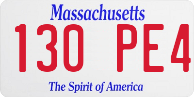MA license plate 130PE4