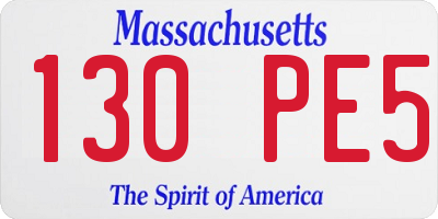 MA license plate 130PE5