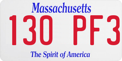MA license plate 130PF3