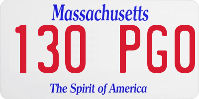 MA license plate 130PG0