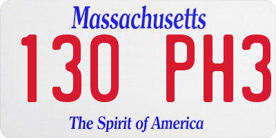 MA license plate 130PH3
