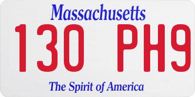 MA license plate 130PH9