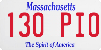 MA license plate 130PI0