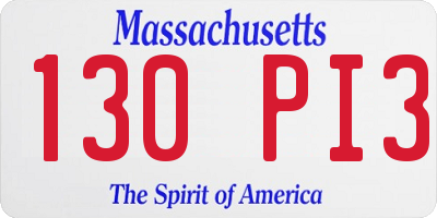 MA license plate 130PI3