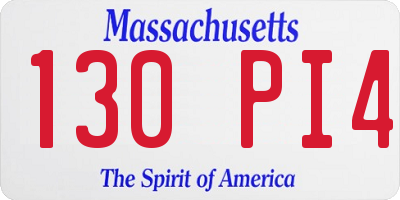 MA license plate 130PI4