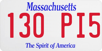 MA license plate 130PI5