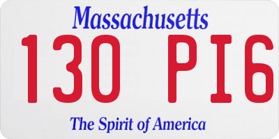 MA license plate 130PI6
