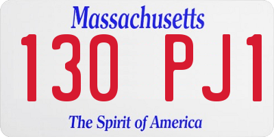MA license plate 130PJ1