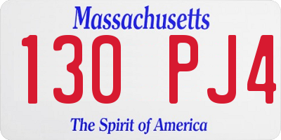 MA license plate 130PJ4