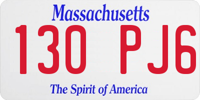 MA license plate 130PJ6