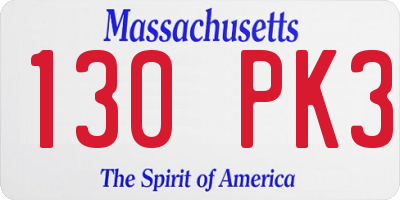 MA license plate 130PK3