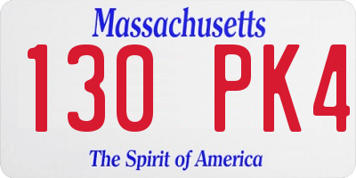MA license plate 130PK4