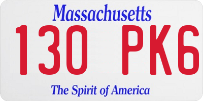 MA license plate 130PK6