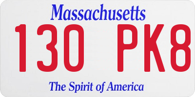 MA license plate 130PK8