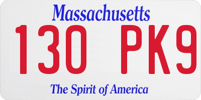 MA license plate 130PK9