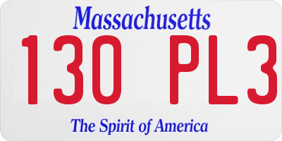 MA license plate 130PL3