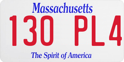 MA license plate 130PL4