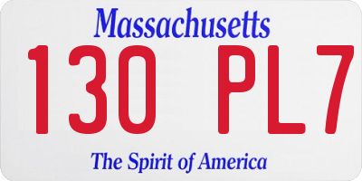 MA license plate 130PL7