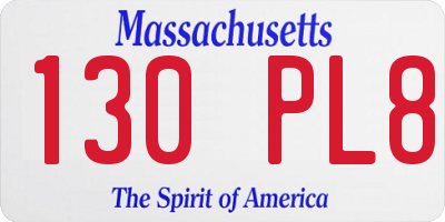 MA license plate 130PL8